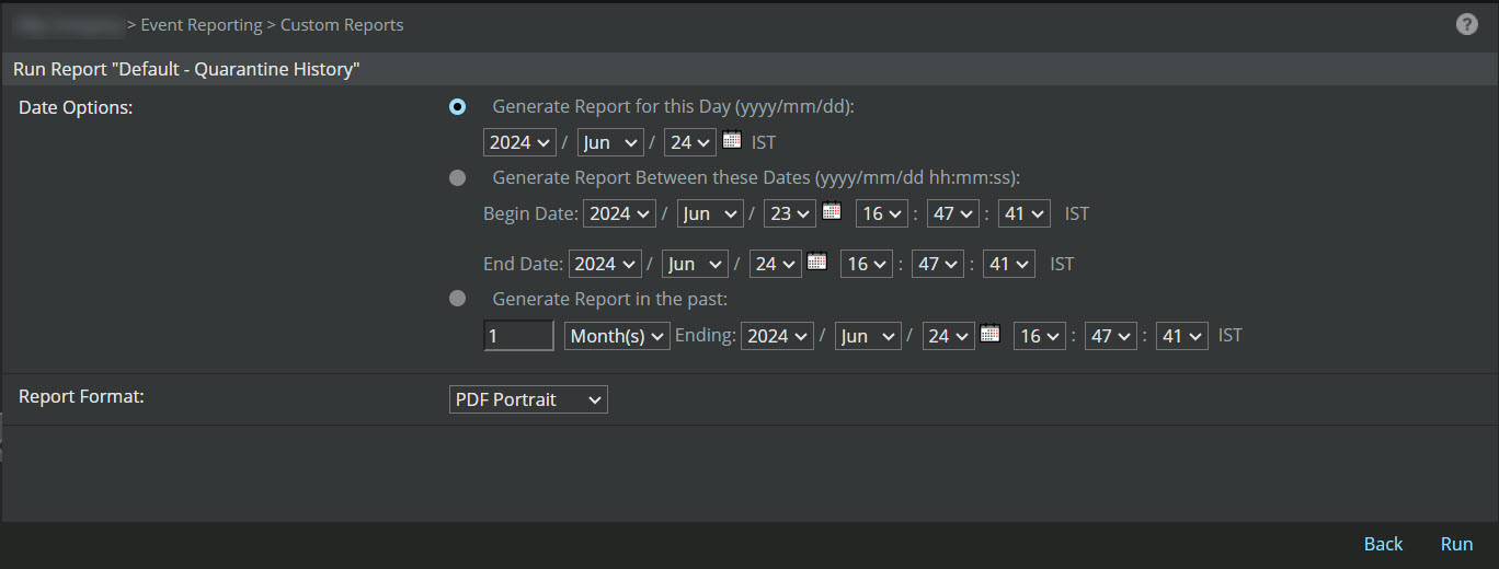 Report Format option