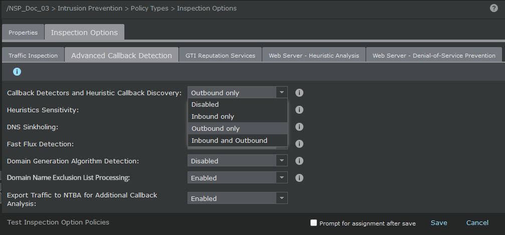 Advanced Callback Detection tab