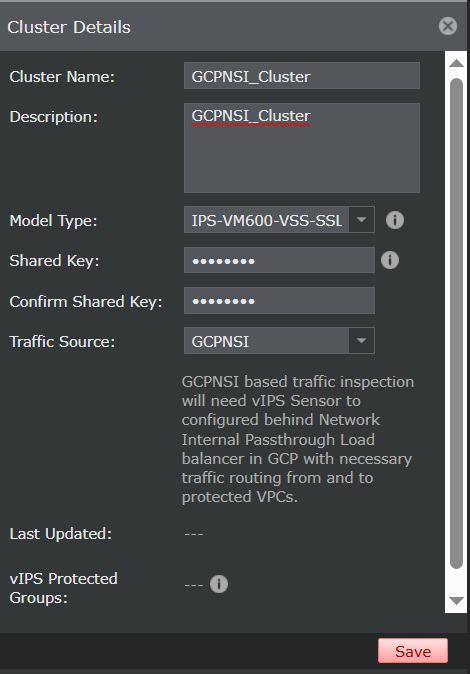 Cluster Details panel