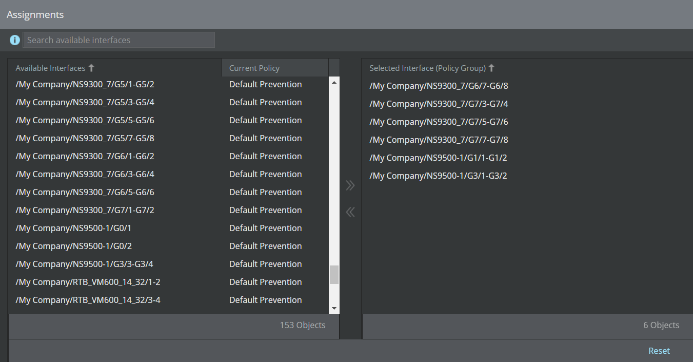 Assignments window