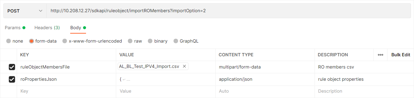 POST request to create a new rule object