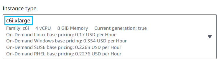 Instance type details