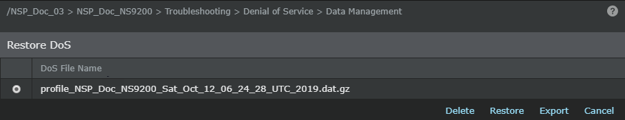 Restoring a DoS profile