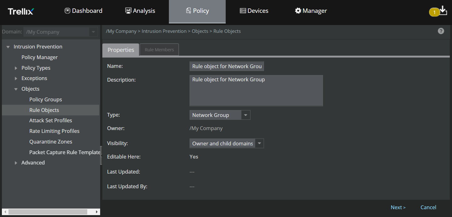 Create a Network Group rule object