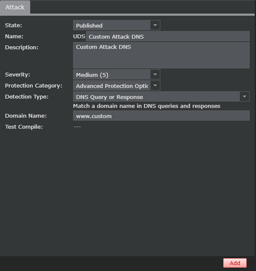 Custom attack to detect an DNS query or response
