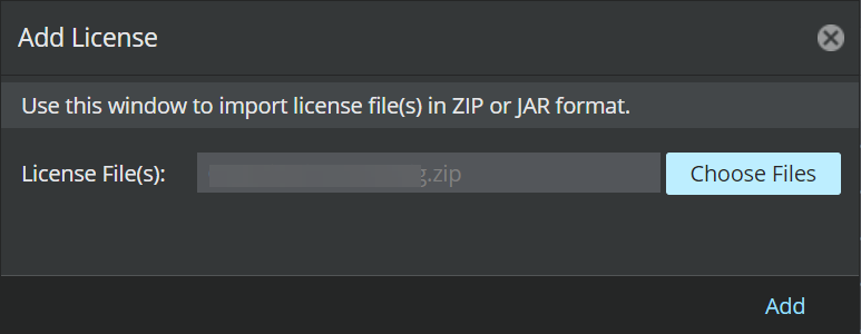 Upload the license to the Manager.