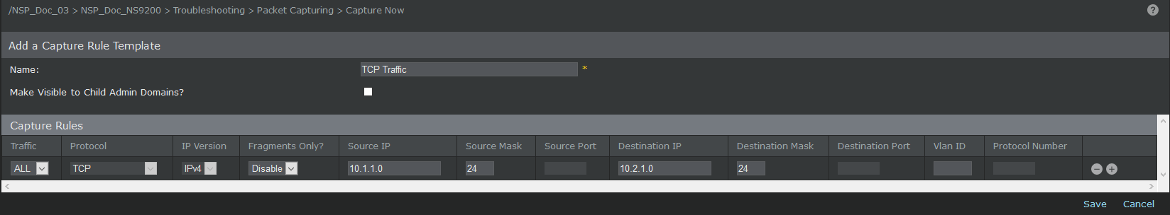 Add a Capture Rule Template window