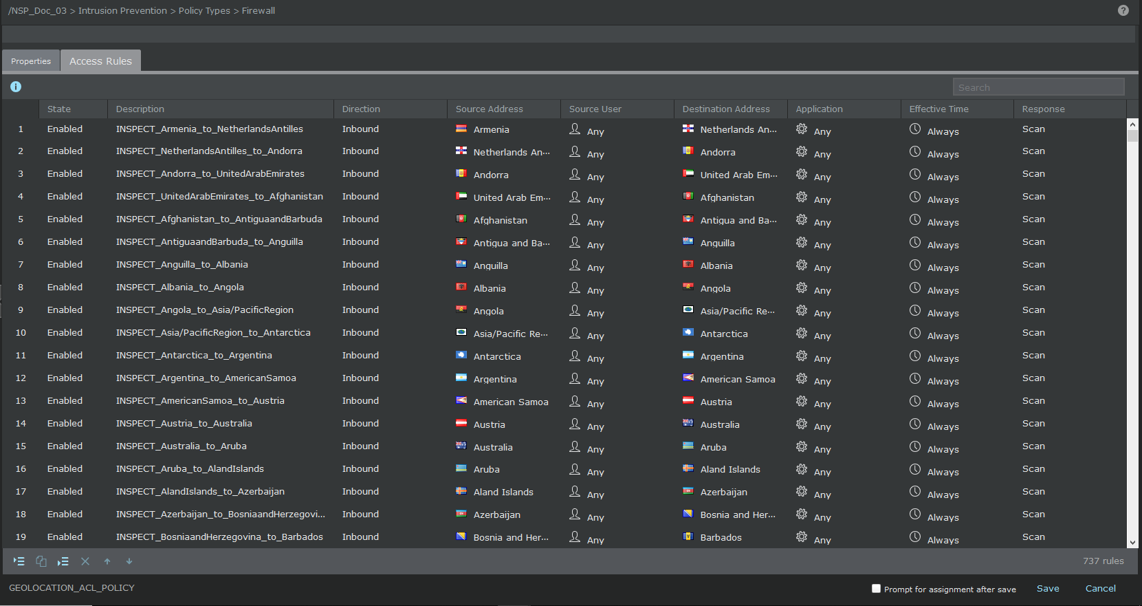 Viewing Firewall policies