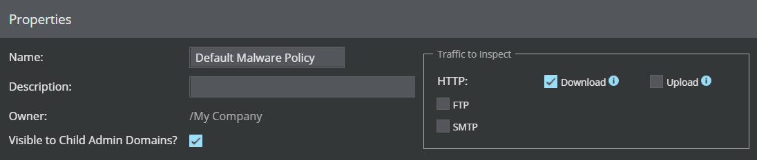 Update the properties of the Advanced Malware policy