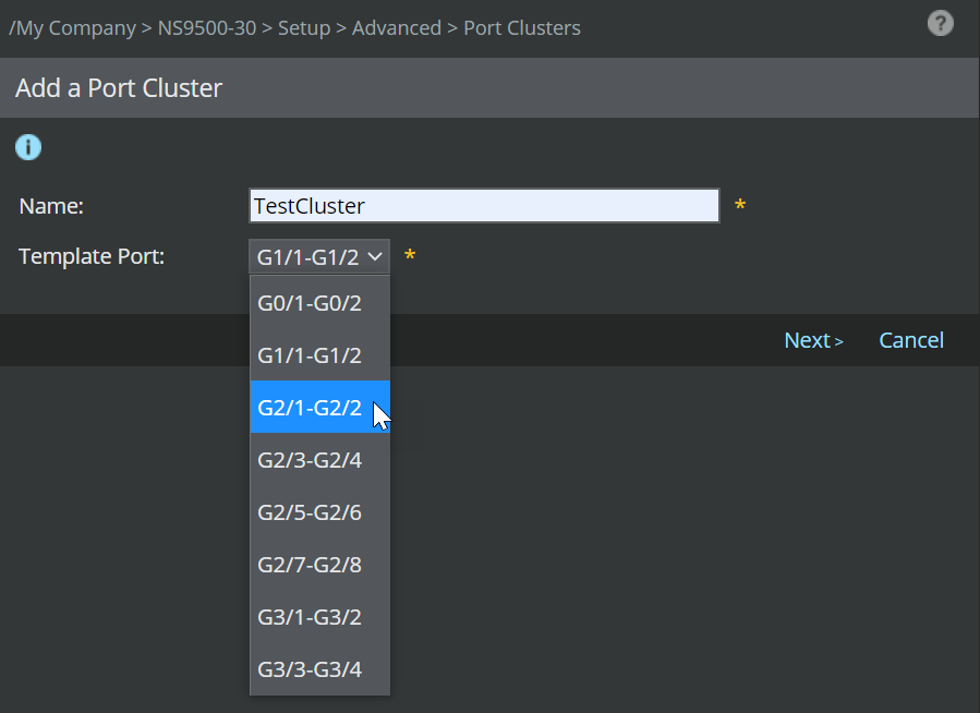 Create Cluster dialog