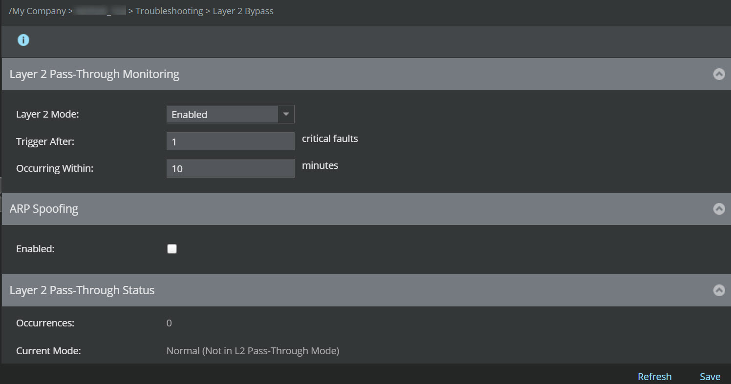Layer 2 Settings window