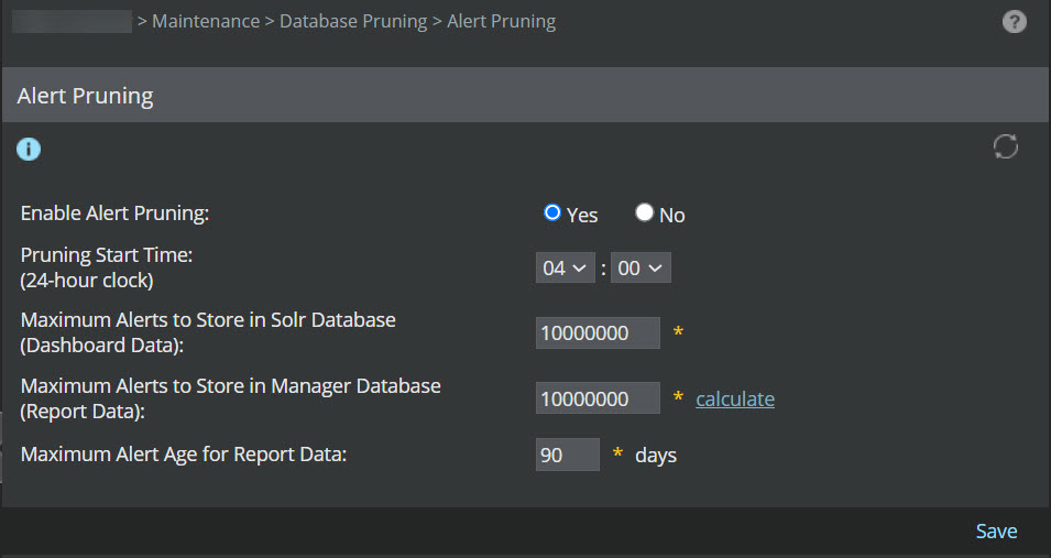 Alert Pruning page