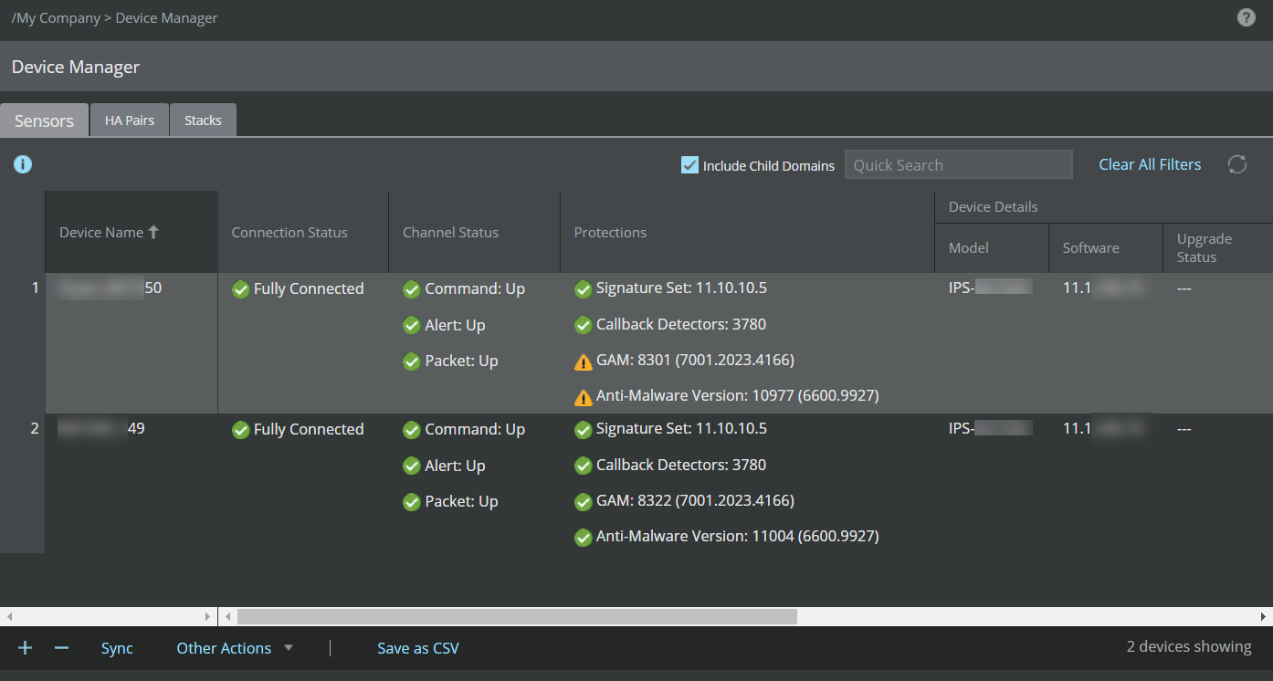 Select Sensor to synchronize GAM Updates