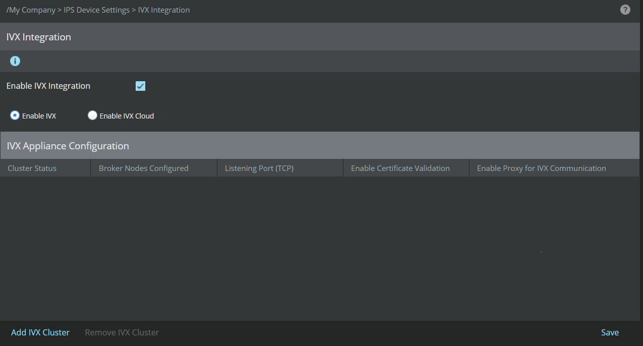 Enabling IVX Appliance Integration for an admin domain
