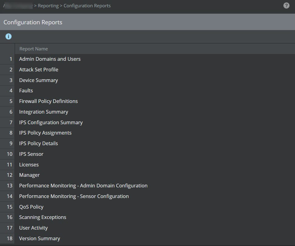 Configuration Reports