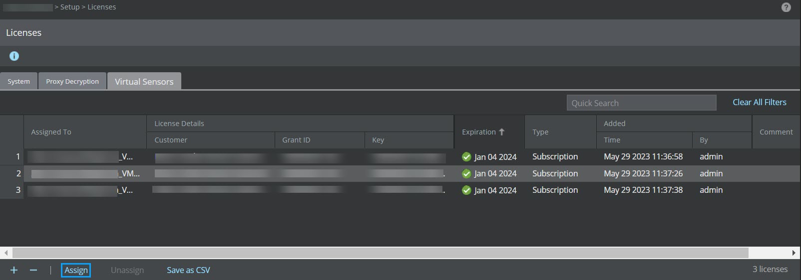 Assign licenses