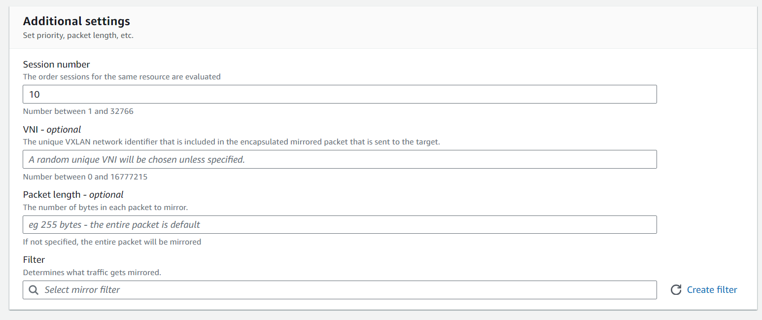 Additional settings section