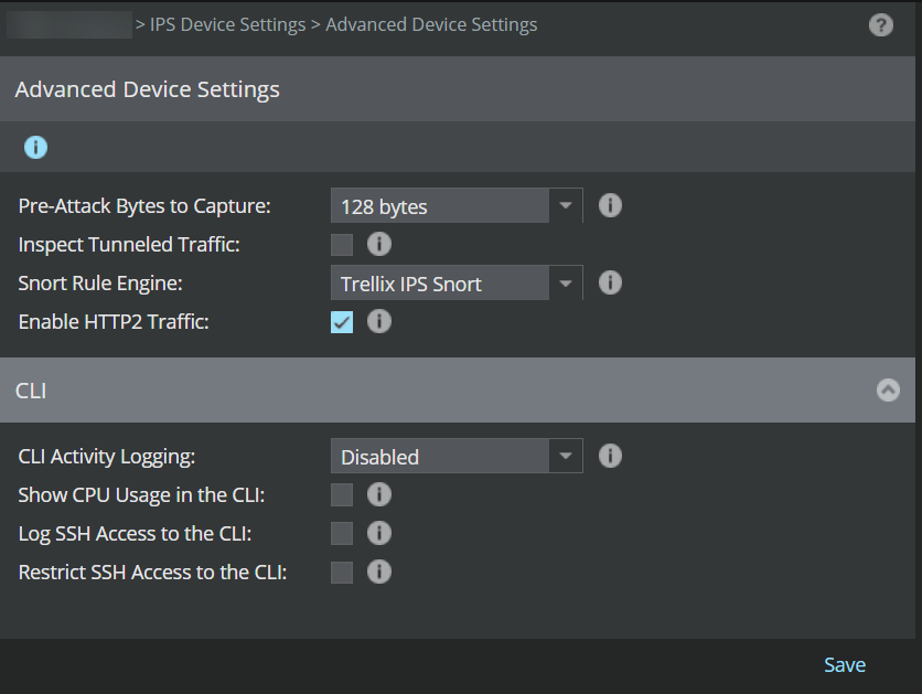 Advanced Device Settings at Global level