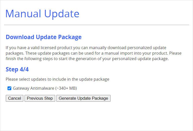 Generate Update Package