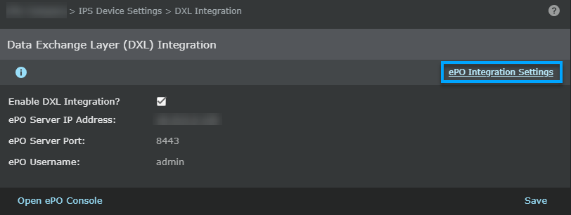 Trellix DXL integration page for a domain