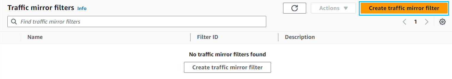 Create traffic mirror filter