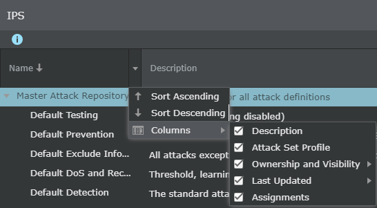 Column visibility