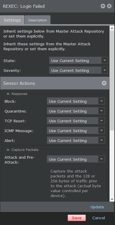 Settings tab