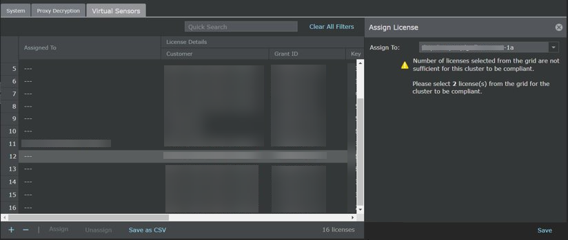 Assign License details panel