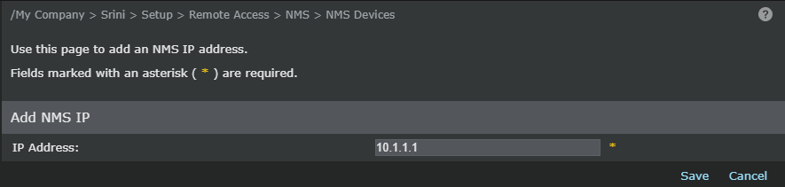 Add NMS IP dialog
