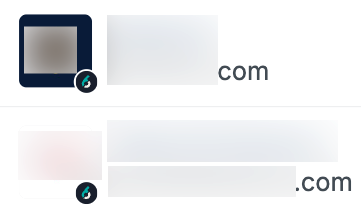 Two website elements displayed with icons and blurred content for privacy.