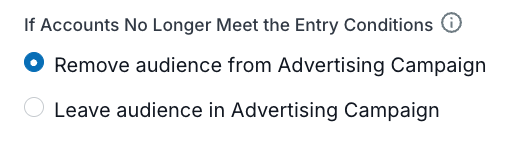 Options for managing audience in advertising campaigns based on entry conditions.