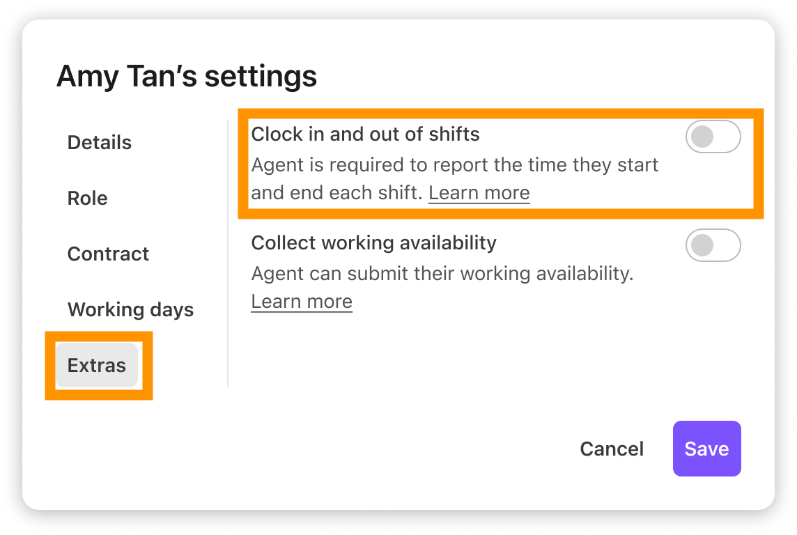 Enable Clocking In and Out for Agents