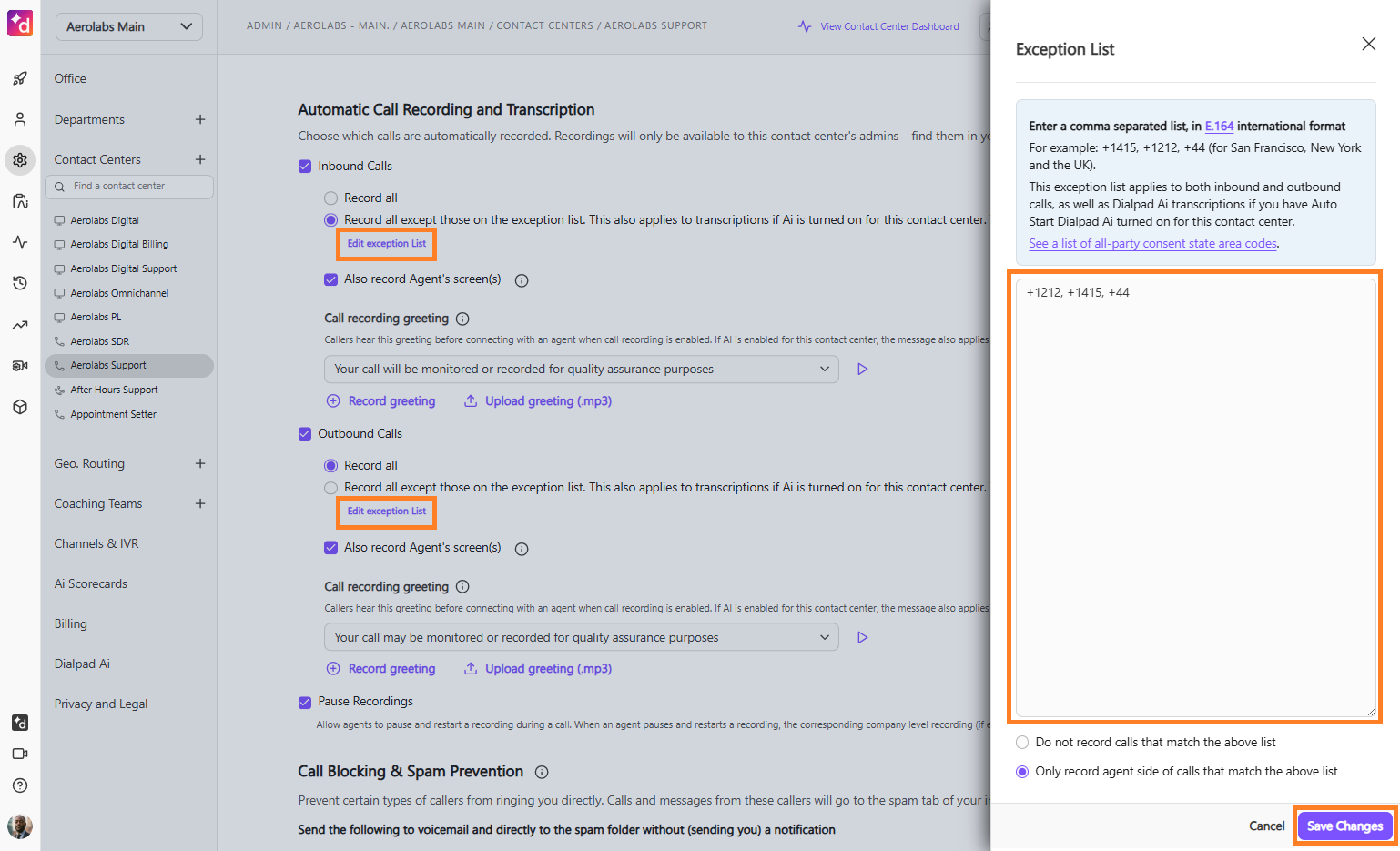 Set Up Call Recording for a Contact Center