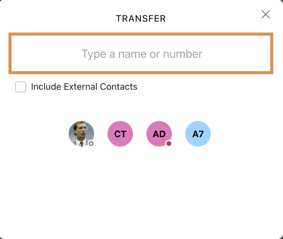 Select name or number for call transfer