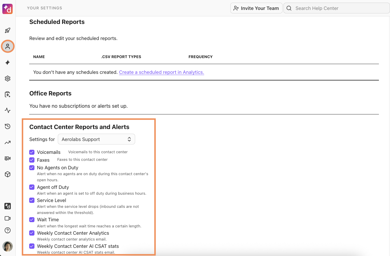 Contact center alerts