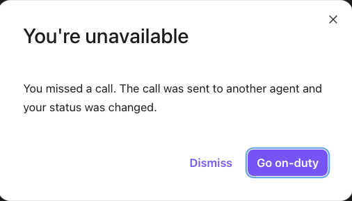 Call Center RNA notification
