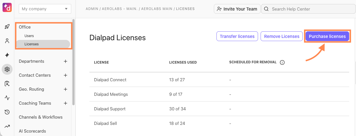 Purchase Contact Center licenses