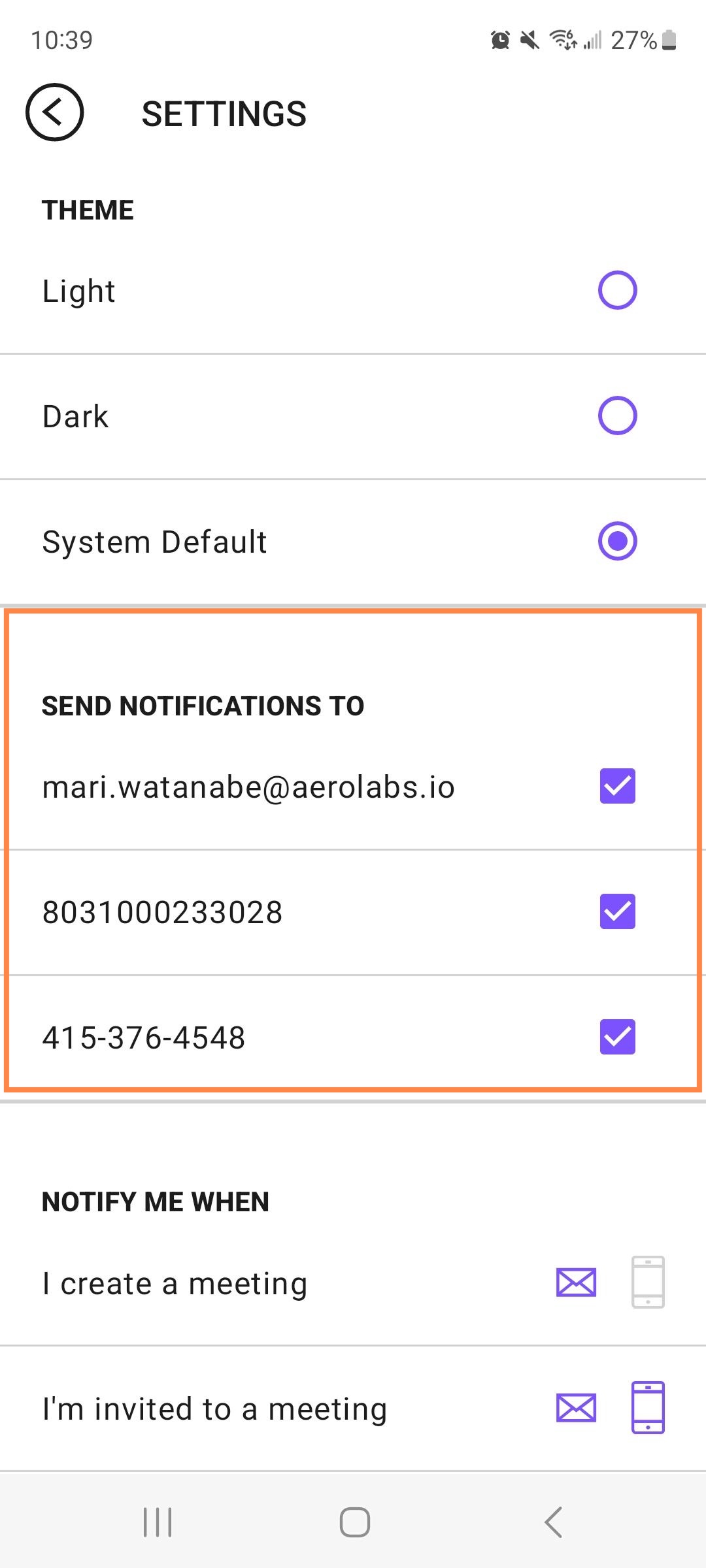 Notification settings in Dialpad Meetings for Android