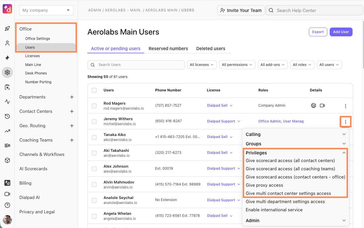 Give multi contact center settings access