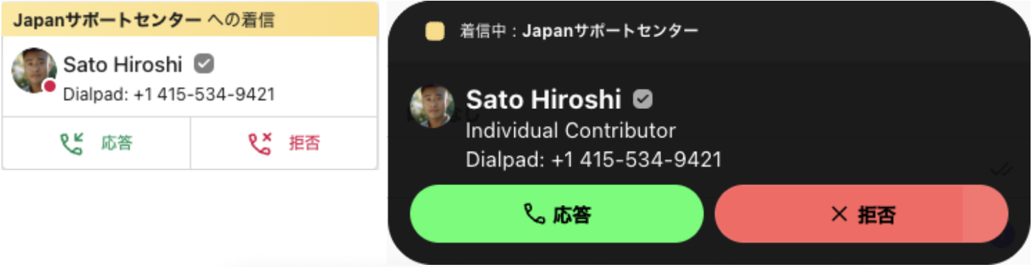 Incoming call notification to a contact center line