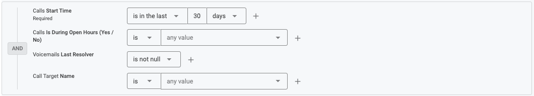Filters in the Voicemail Agent Handling Report