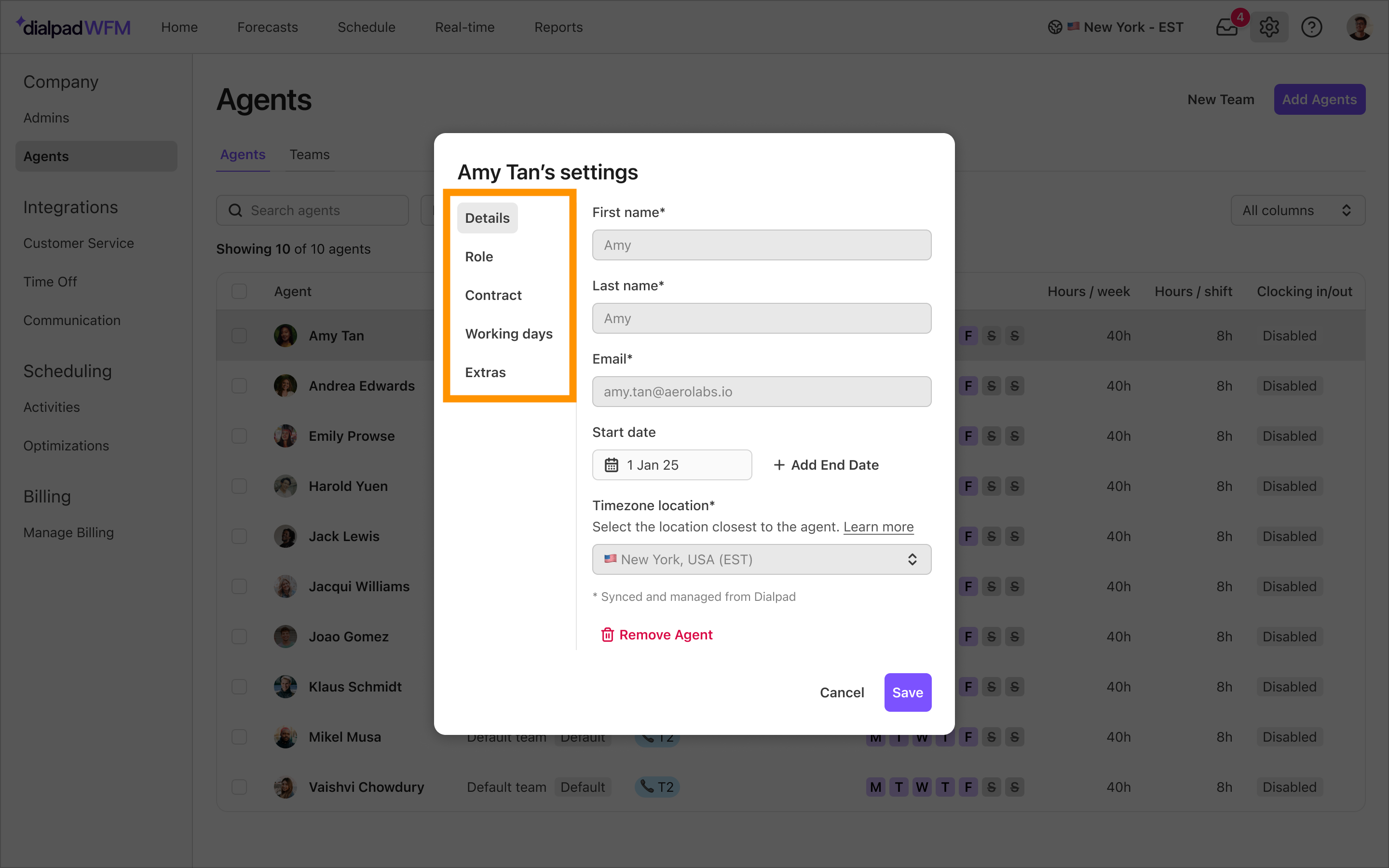 Select the category of settings to view the relevant form