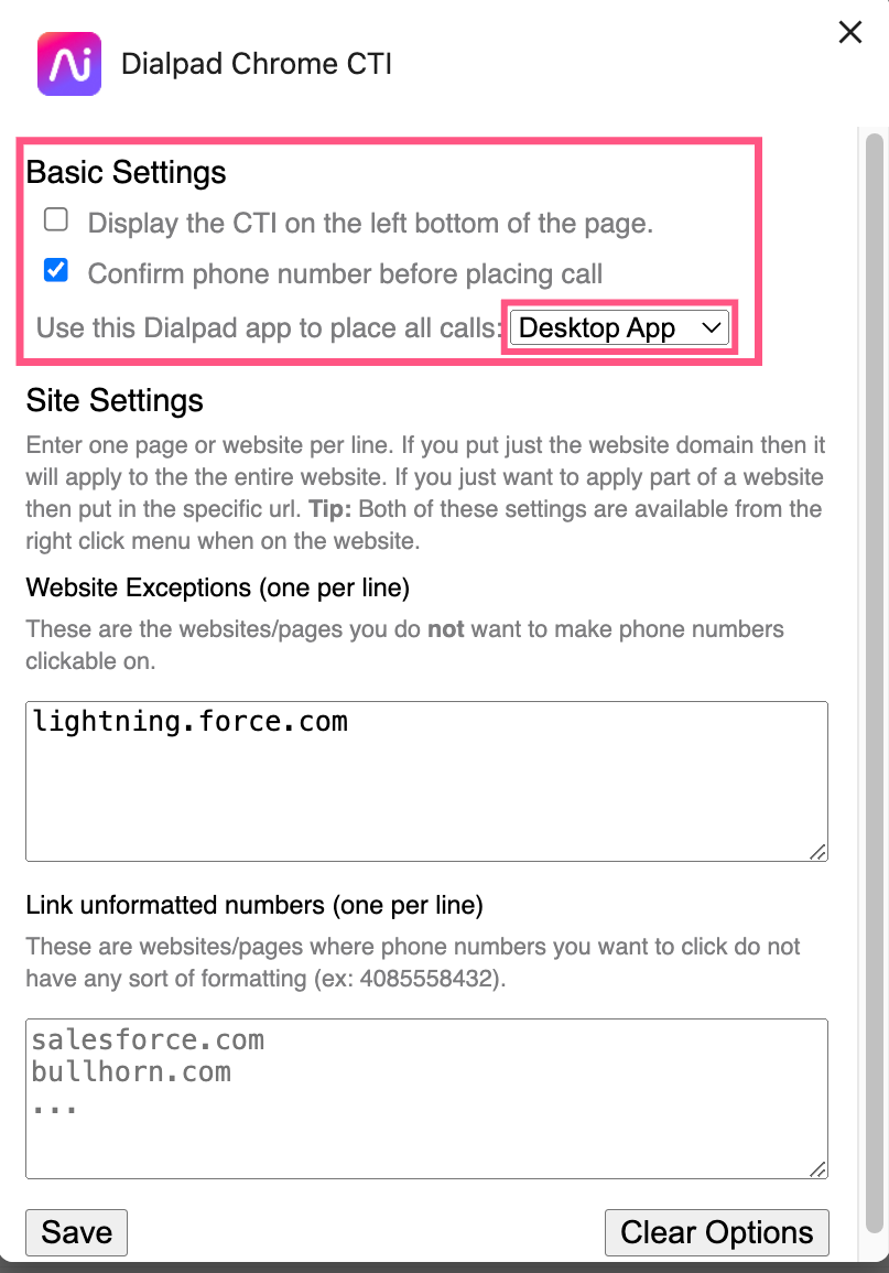 Chrome-CTI-basic-settings