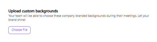 Instructions for uploading custom backgrounds for team meetings with a file selection button.