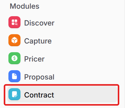 Contract in the left navigation menu