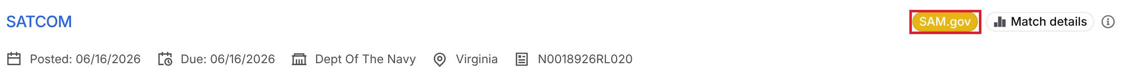Opportunity card with the source tag in the top right