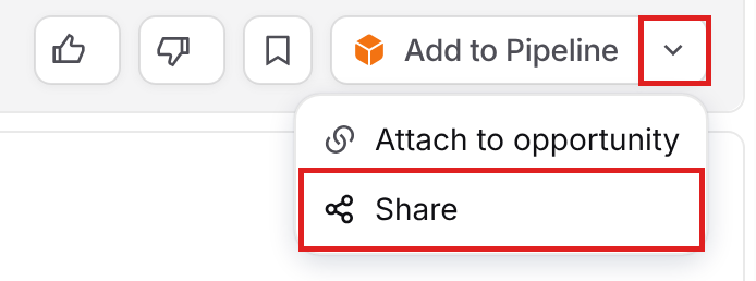 Arrow menu next to Add to Pipeline with Share