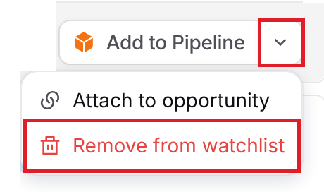 Arrow menu next to Add to Pipeline with Remove from watchlist