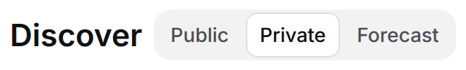 Private selected at the top of Discover