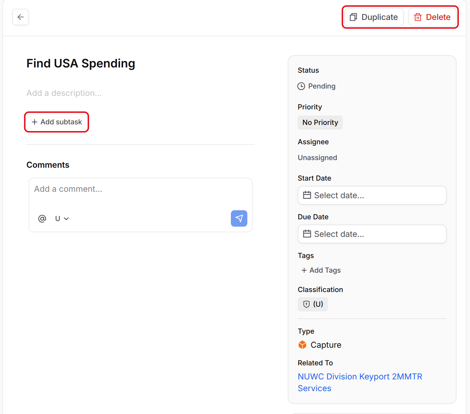 Full task page